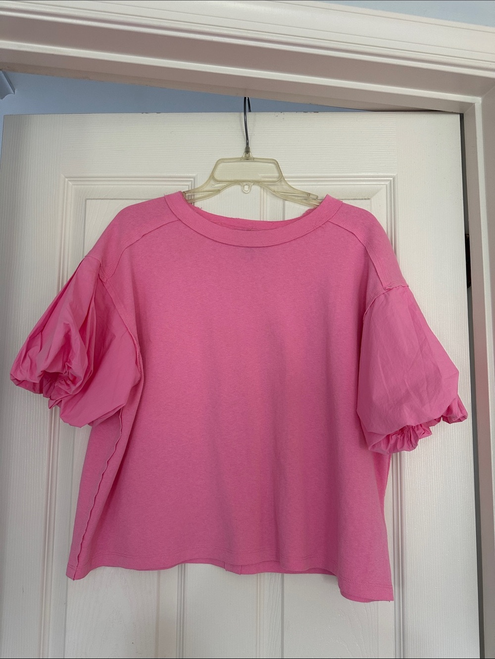 Women's Pink Puff Sleeve Short-Sleeve Tee